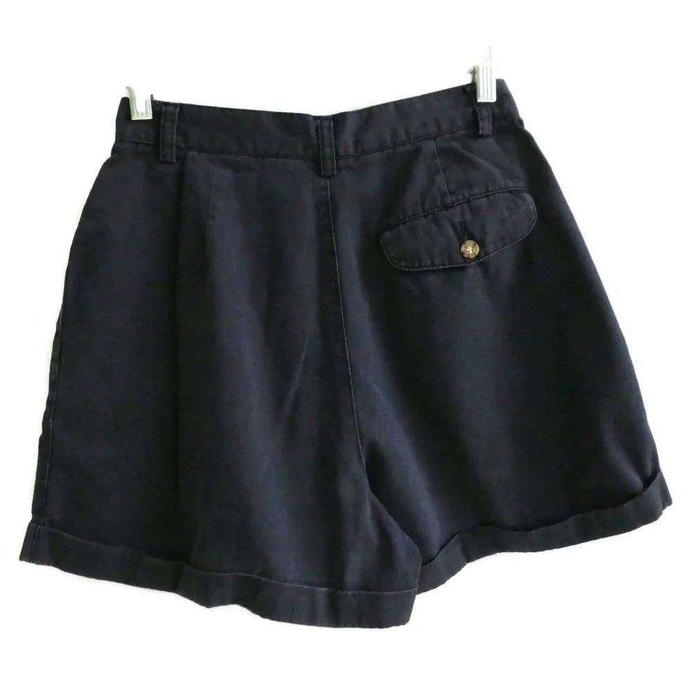 Vintage 80s BWB Best World Shorts Ultra High Waist Pleated Navy Wide Leg 7 / 8